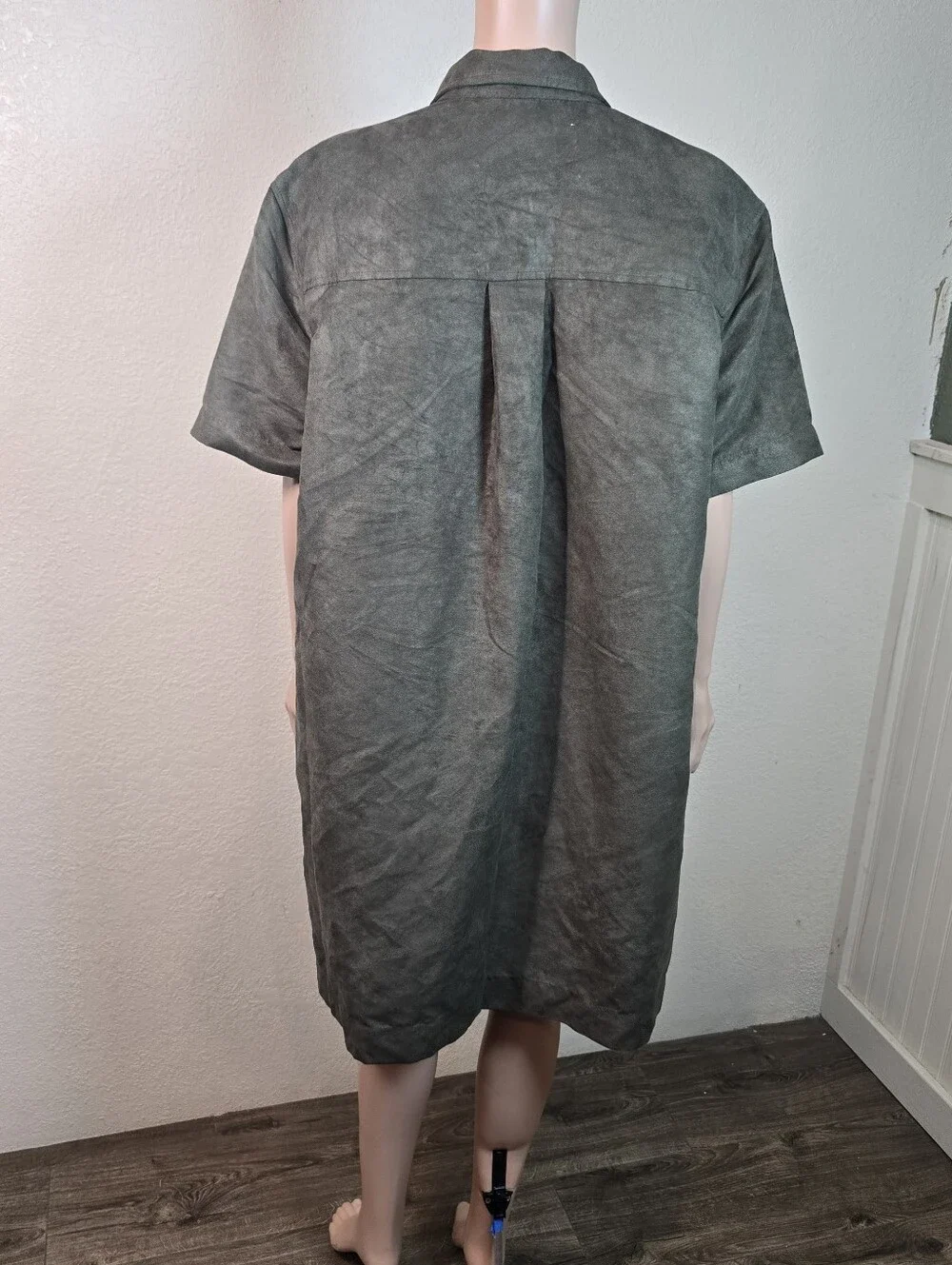 Banana Republic Suede Green Olive  Dress Size Xl Front Pockets Short Sleeve Butt